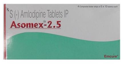 Asomex amlodipine 2 5mg of 3 10 tabs
